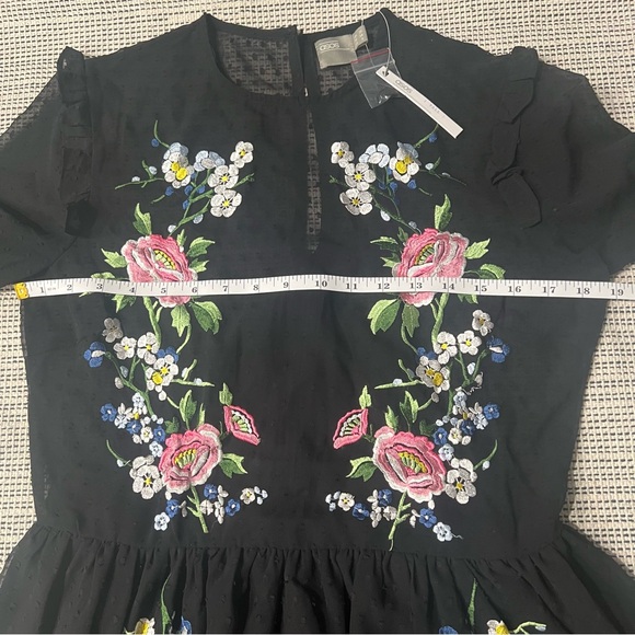 ASOS Floral Dress Black Sheer Embroidered 6 Tall - Picture 4 of 11